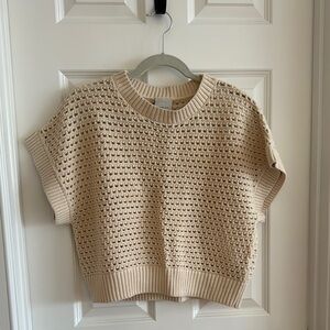 Varley Julianna Knit 100% cotton top/vest  ribs at neck hem sleeves size S